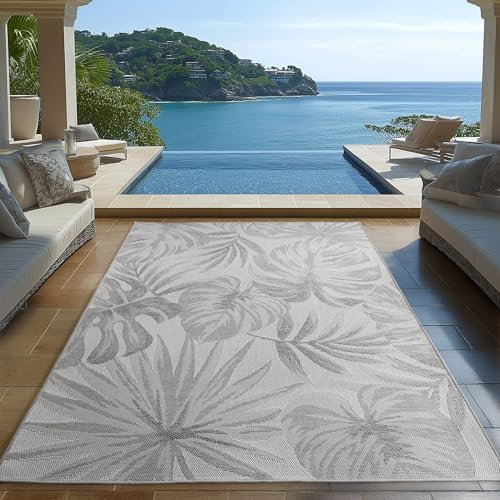 Carpetsale24 Alfombra Exterior y Interior 240 x 340 cm Gris Resistente a la Intemperie, Impermeable - Alfombra de Cocina Robusta, a los Rayos UV - para Terraza, Balcón, Jardín y el salón