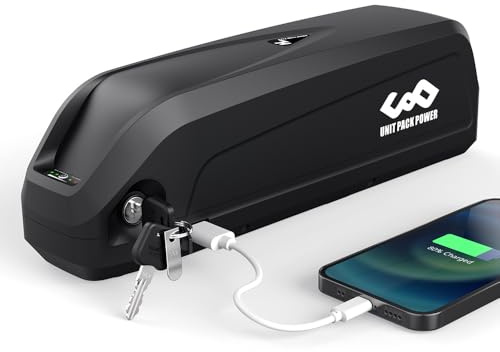 Batterie de vélo électrique 36 V 48 V 52 V 13 Ah 15 Ah 17,5 Ah 20 Ah 24 Ah pour moteur de 200 à 1600 W, batterie lithium-ion pour vélo électrique, verrouillage sécurisé, témoin lumineux LED, avec