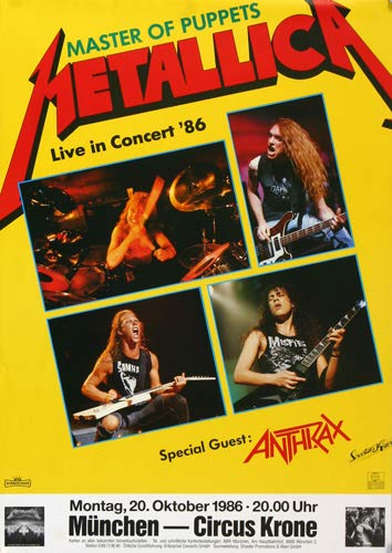 Metallica - Master of Puppets, München 1986 » Konzertplakat/Premium Poster | Live Konzert Veranstaltung | DIN A1 «