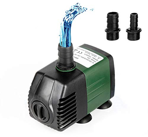 Homvik Bomba de Agua Sumergible 1500L/H 25W para Acuario Estanque Pecera Fuente Circulación de Agua Dulce y Marino con 2 Boquillas 2m de Altura