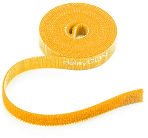 deleyCON 2m Klett Kabelbinder Klettband Klettbandrolle 10mm Breit Kabelmanagement Kabelorganizer Klettkabelbinder Klettverschluss zuschneidbar Gelb