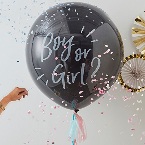 Riesen Luft-Ballons Boy or Girl inklusive Konfetti-Füllung in rosa & blau / / 90cm / Baby-Shower-Party/Baby-Party/Geburt Junge & Mädchen