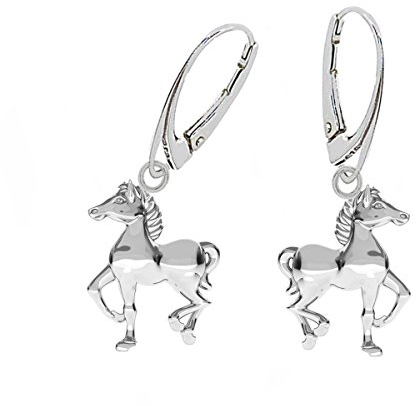 Pferd stabile Brisur Ohrringe 925 Echt Silber Mädchen Damen Pferde Ohrhänger
