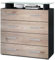 Vladon Sideboard Pavos V2, Kommode mit 4 Schubladen und Glasablage, Schwarz matt/Eiche Nordic (76 x 81 x 35 cm)