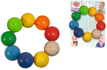 Eichhorn 100017042 - Baby Greifling mit 9 bunten Kugeln, FSC 100% Zertifiziertes Buchenholz, Made in Germany