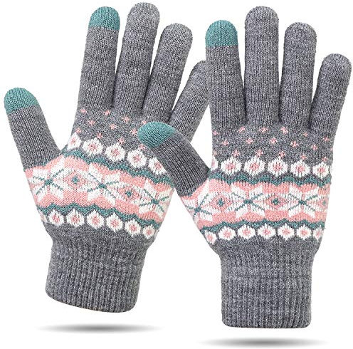 VENI MASEE Damen Winter Wolle Touchscreen-Handschuhe Warm Thermal Soft Lining elastische Manschette