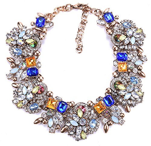 Zthread Collier plastron plastron coloré en cristal de verre pour femme Accessoires de mode, One Size, Cristal-métal, Strass
