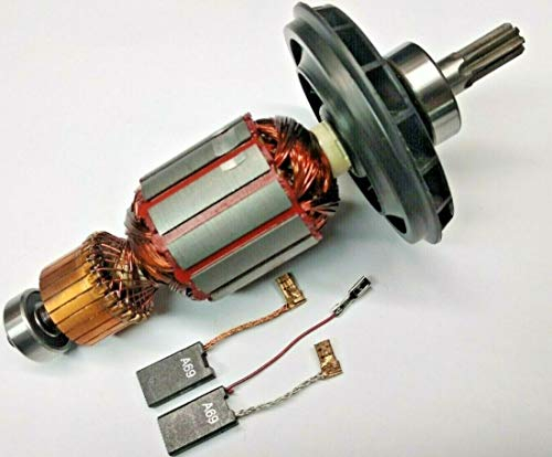Motor Anker Rotor Läufer + Lager + Kohle Kompatibel/Ersatz für Bosch GBH 5-40 DE,GBH 5-40 DCE,GSH 5E,5 CE,Würth BMH 40-XE,MH 5-XE,Berner BCDH 5,BTI SH5E