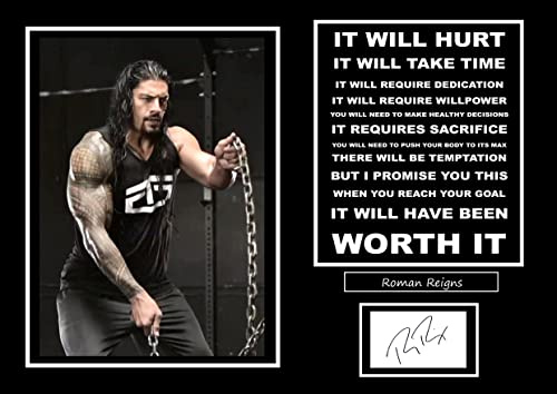 Atemberaubender Qualität, Roman Reigns It Will Hurt, signiert/signiert, inspirierender Fotodruck