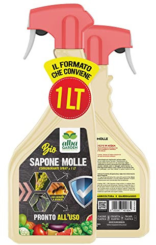 Albagarden - Sapone Molle di Potassio MAXI x 1 Litro - Corroborante Effetto Insetticida Piante Bio - Potenzia Le Difese Delle Piante Da Insetti Cocciniglia Pidocchi Ragnetto Rosso Cimici Spray