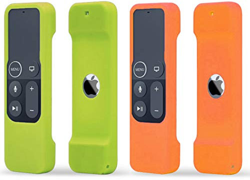 TOKERSE 2 Pack Silicone Case Compatible with Apple TV 4K 4th 5th Generation Siri Remote - Shock Proof Remote Cover Case Compatible with Apple TV 4K 4th 5th Gen Siri Remote Controller - Green Orange