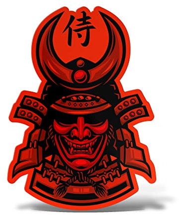 Erreinge® Aufkleber Rot Fluo 45 cm Demone Samurai Japan Yokai Sticker bedruckt für Auto Motorrad Wand Stoßstange Laptop Fahrrad