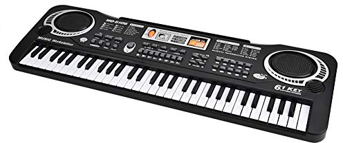 Tastiera a 61 tasti Pianoforte Principianti Pianoforte digitale E Pianoforte Tastiera elettrica per bambini Pianoforte digitale portatile Strumento musicale con microfono E Pianoforte 54 x 17,5 x 5,5