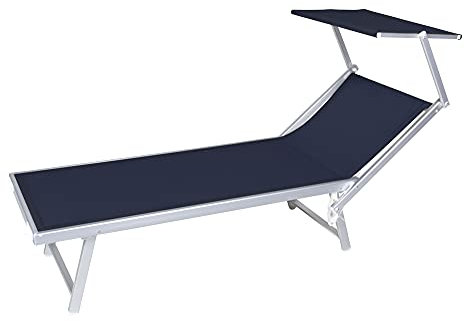 VERDELOOK Sonnenliege mit Sonnenschirm rimini navy blau 186x61x38cm