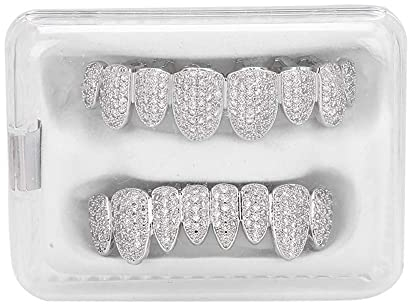 Grill Zähne, Zahnspange Zähne Hip Hop Teeth Grill Set Microset Diamond Braces Umweltfreundliche Messing Galvanik Grill Praktisch zu verwenden, perfekt für Halloween oder andere