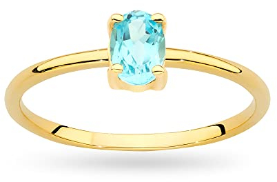 MARKO Damen Gold Verlobungsring mit Topas 0.50Ct | 14 Karat Gold (585) | Goldring mit Box | Goldring für Frauen (Topas, 56 (17.8))
