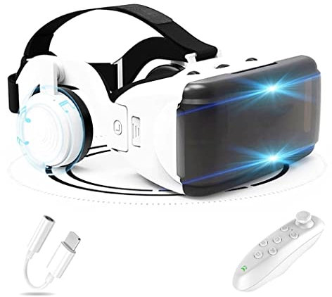 Virtual Reality Headset Bluetooth Remote Controller VR Goggles Glasses VR Headsets for 3D Movies Video Games for iPhone 13 Pro Max/13 Pro/13/12/11, for Samsung Galaxy S21, Huawei, Xiaomi, 4.7-6.8in,