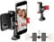 Manbily Dual Double Cell Phone Holder Clip Phone Tripod Mount Adapter 360° Rotatable Adjustable Clamp with 4 Cold Shoe, 1/4'' Screw Fits Tripod Monopod Selfie Stick Vlog Live Streaming Video Recording