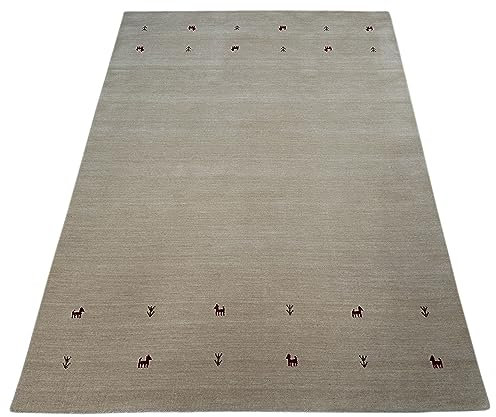 Gabbeh Beige Teppich 100% Wolle Handgewebt Orientteppich Loom Lori (170 x 240 cm, Beige T3)