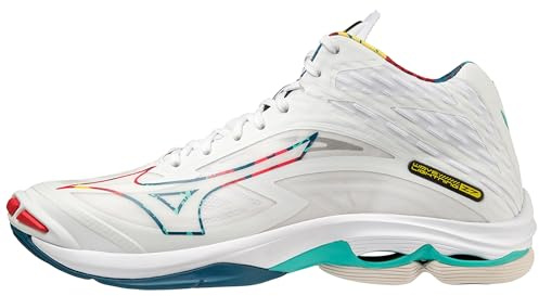 Mizuno Wave Lightning Z7MID, Unisex-Sneaker, Erwachsene, White/HighVisibility/MBlue, Größe 40