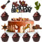 MEZHEN Cowboy Tortendeko Pferde Kuchen Deko Geburtstag Cupcake Topper Western Cowgirl Muffin Deko Torte Happy Birthday Kindergeburtstag Deko Herbst Hochzeit Geburtstagsdeko 25 Stück