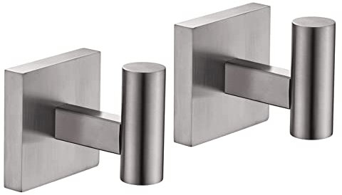 KOKOSIRI Robe Hook Bathroom Towel Coat Hooks for Bath Kitchen Wall 2 Pack Brushed Nickel Stainless Steel B1013BR-P2