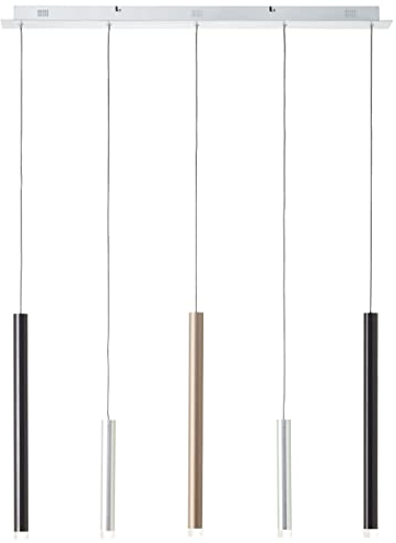 Brilliant 5 flammige LED Hängelampe - höhenverstellbare Pendelleuchte im Coffee Stil dimmbar in 3 Stufen über Wandschalter aus Metall/Kunststoff, in aluminium/schwarz/kaffee - 120x89cm