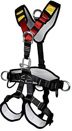 Klettergurt Sicherheitsgurt Mehrzweck Vollkörper Klettergurt für Bergsteiger, Taille Hüfte Schutz Gürtel Sicherheitsgurt zum Klettern, Auffanggurt Absturzsicherung Baumklettern Ausrüstung (Schwarz-A)