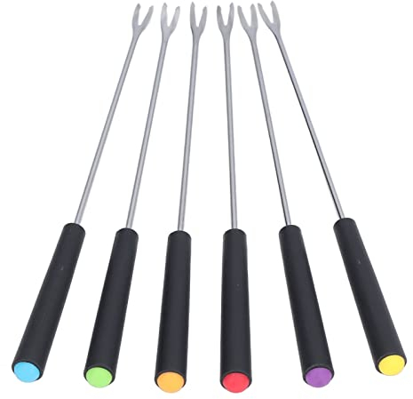 Zerodis 6 Stück 9,1-Zoll-Fondue-Stäbchen Fondue-Gabeln Fondue-Edelstahl-beständige Lange Gabeln für Kuchen, Schokolade, Obst, Käsefondue, Edelstahl-Fondue