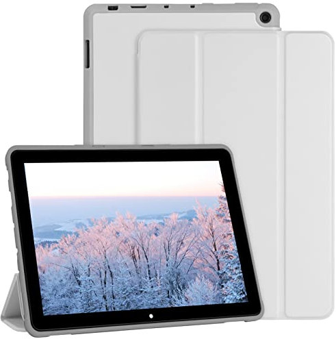 AMZCASE Custodia per Tutti i Nuovi Tablet Amazon Fire HD 10 e Fire HD 10 Plus (Compatibile Solo con 11a Gen 2021) - Custodia Ultra Leggera e Sottile per Stand Cover Auto Wake/Sleep (Grigio)