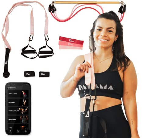 PAKAMA - Widerstandsbänder Starter-Set (inkl. App) mit Stange & Griffe für Home Workout & Krafttraining Zuhause - Extrem Resistance Bands mit Sling-Trainer - Fitness-Bänder für bis zu 80kg Widerstand