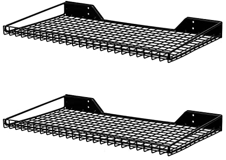 Wallmaster Scaffale da parete per garage, confezione da 2 pezzi, 60 x 30 cm, montaggio a parete, in metallo, resistente, per garage, ufficio, cantina e kithcen, carico massimo 29,5 kg (nero)