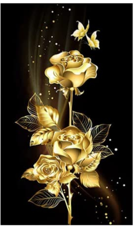 LOREC DIY Blumen mit Diamanten und Werkzeugtasche - 5D Diamond Painting Rose Blume Set für Erwachsene - Home Wand Décor 30x40cm