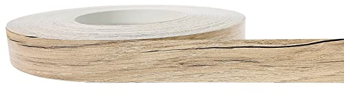 DecoMeister Kantenumleimer mit Schmelzkleber Möbelkantenband Melaminkantenumleimer Umleimer Melamin Bügelkante Dekor für Regalbrett Furnier zum Aufbügeln 40mm x 5m Kantenband Eiche Grand Natur