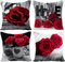 EZVING Schwarz Rote Rose Kissenbezüge Vintage Blumendruck dekorative quadratische Kissenbezüge 50.8x50.8 cm, 4er-Set mit verstecktem Reißverschluss für Sofa, Couch, Schlafzimmer, Wohnzimmerdekoration