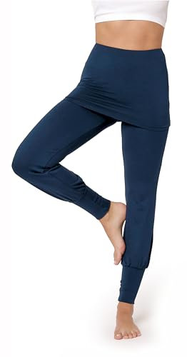 Bellivalini Damen Yogahose mit Rock Lang Trainingshose Bequeme Hose aus Viskose BLV50-275 (Dunkelblau, XL)
