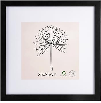 LYYYYX Bilderrahmen 25x25cm mit Passepartout Fotorahmen Schwarz mit Acrylglas zum Senkrechten Oder Waagerechten Aufhängen Bilderrahmen für Fotos, Poster, Puzzles