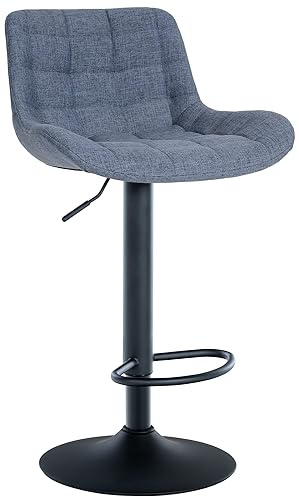 CLP Barhocker Tover I Höhenverstellbarer Tresenhocker I 360° Drehstuhl Mit Rückenlehne Für Tresen Und Theke, Farbe:blau, Material:Stoff