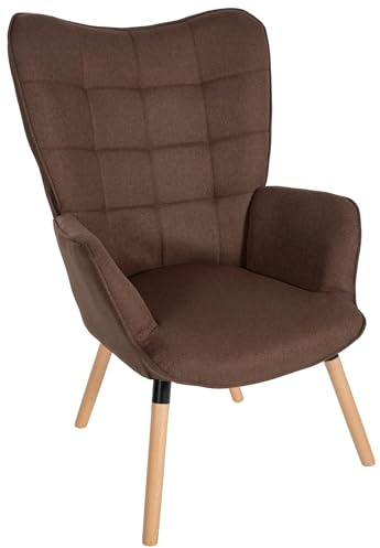 CLP Relaxsessel Garding I Komfortabler Polstersessel Mit Stoff-Bezug, Farbe:braun