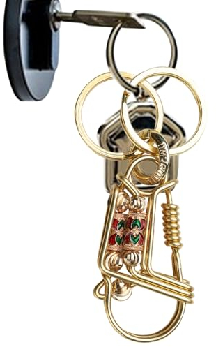 Facynde Karabinerhaken aus massivem Messing, Karabiner-Schlüsselanhänger für Schlüssel, Edelstahl-Gold-Karabiner-Clip, Cooler Karabiner-Schlüssel-Organizer für Rucksacktouren