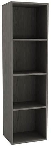URBNLIVING Tier Wooden Bookcase Shelving Display Storage Shelf Unit Wood Shelves (Cedar Grey, 4 Shelf)