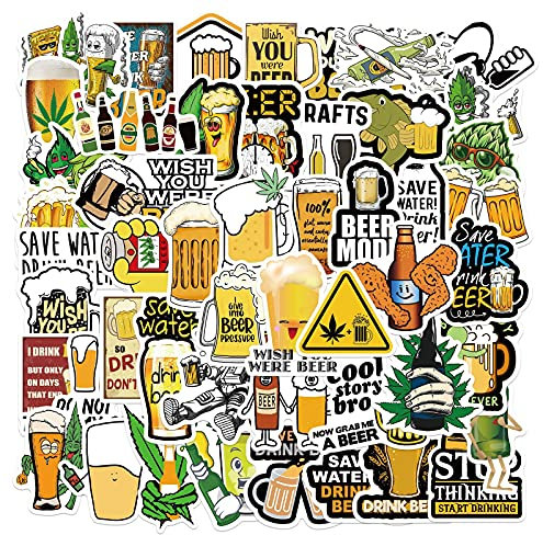 50 Bier Aufkleber - Perfekt zum Feiern des Oktoberfestes und Trinkpartys für Erwachsene | Wasserdichte Vinyl-Aufkleber für fröhliche, betrunkene Stimmung am Weinglas