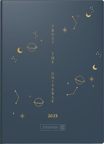 BRUNNEN Taschenkalender Modell 731 (2025) „Universe“, 2 Seiten = 1 Woche, A6, 144 Seiten, Grafik-Einband, dunkelblau