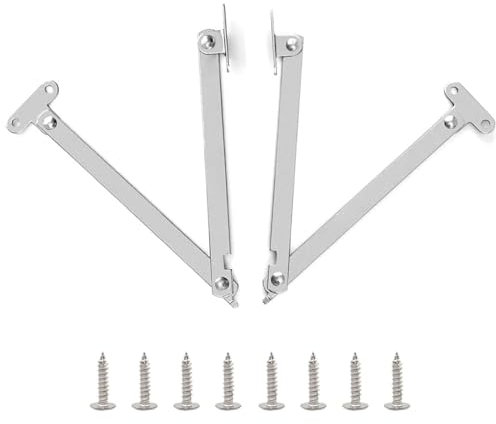 LIAMGUS 2 Pcs 180 Degree Drop Down Hinge, Stainless Steel Folding Cabinet Support Stay, for Furniture Wardrobe Cabinet Closet Cupboard Door