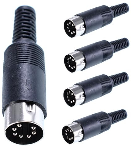 Ganasome Lot de 5 connecteurs mâles DIN 7 broches – Poignée en plastique noir pour une connectivité audio et vidéo sécurisée