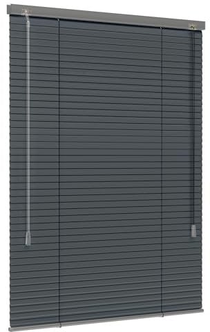 Jalousiescout Lightless Jalousie Aluminiumjalousie, Verdunkelungsrollo, Innovative Verdunkelungstechnik, Sichtschutz, ohne Bohren, 85 x 130 cm (BxH), Dunkelgrau matt