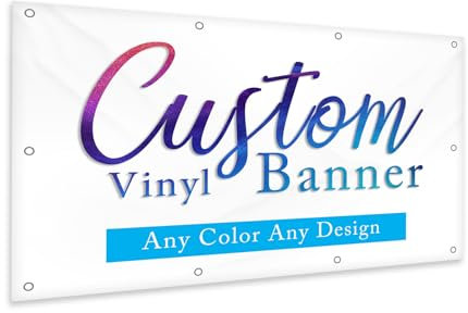 Bannières et Panneaux en Vinyle Personnalisés pour événement Professionnel, Bannière Personnalisée en Plein air avec Texte d'image de Logo pour événement de Fête, Festival - 2'x6' (60x182cm)