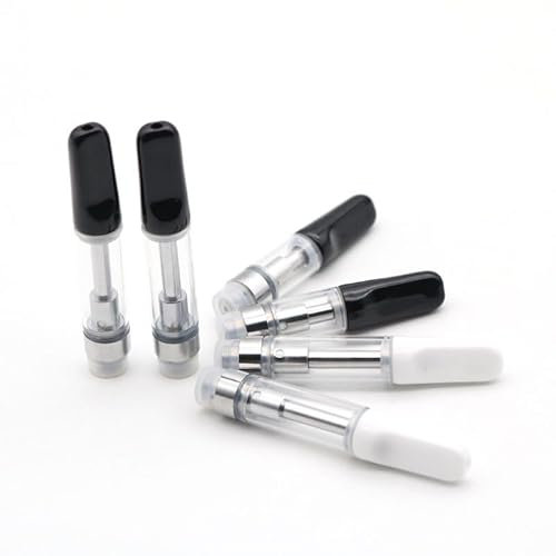 5pcs x TH205 TH210 Empty Cartridge for CBD Thick Oil, Ceramic Coil Glass Vape Carts Atomizer Tank for 510 Thread Preheat Battery Uni Pro Box Mod Vape Pen Kit -No Nicotine (1.0ml White)