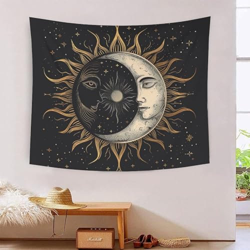 DCABEIOOE Sonne und Mond Wandteppich Plakat Wandbehang Wohnkultur 130cmx150cm