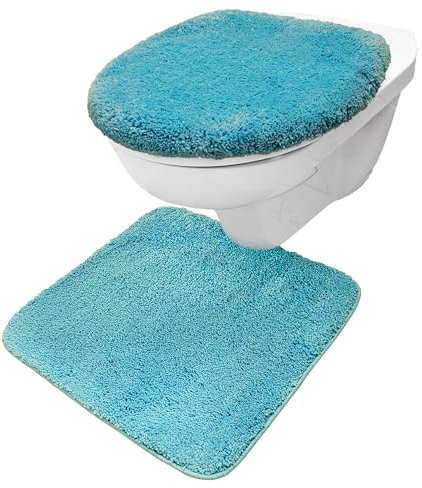 Brandsseller WC-Set 2-Teilig WC-Vorleger 50x50 cm WC Deckelbezug 38x48 cm aus weichem Mikrofaserstoff rutschfeste-Tuerkis